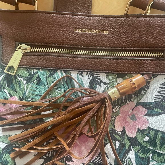 Liz Claiborne aloha tote bag tropical lush purse BNWT vacation palm trees - Picture 3 of 11